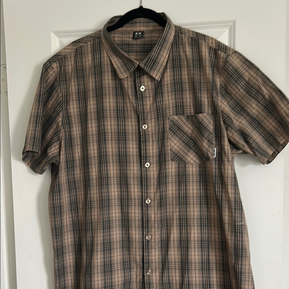 Oakley Brown and Black Casual Button Down Shirt